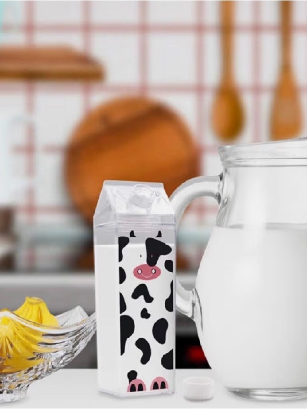 Cow Print Milk Carton Bottle - Black & White Print - Water Bottle